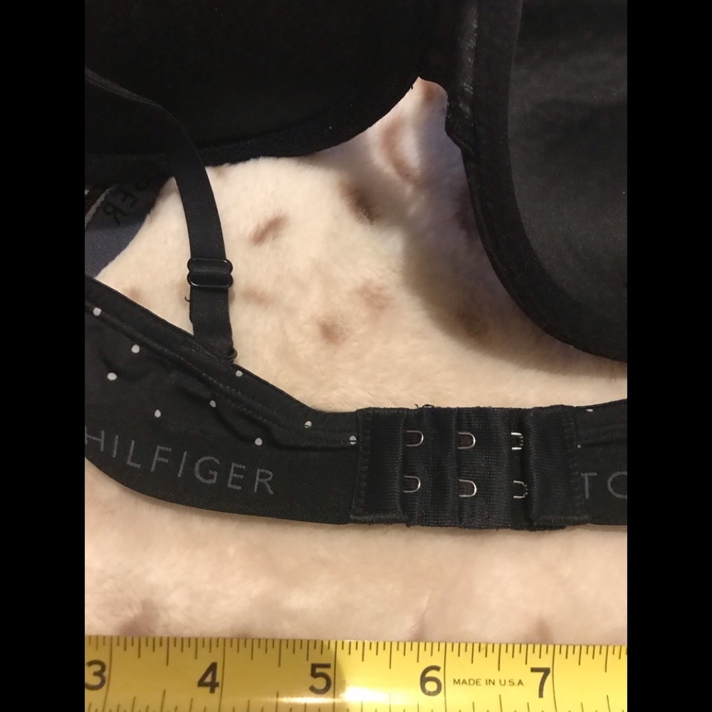 Tommy Hilfiger 34C push up Balconette bra black with gray polkadots and lace - Picture 7 of 8